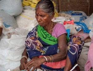 Woman waste picker in India